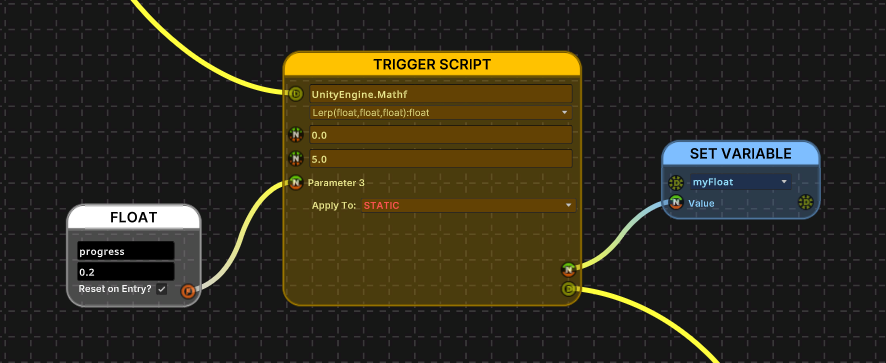 Calling UnityEngine.Mathf functions from a Trigger Script Node.